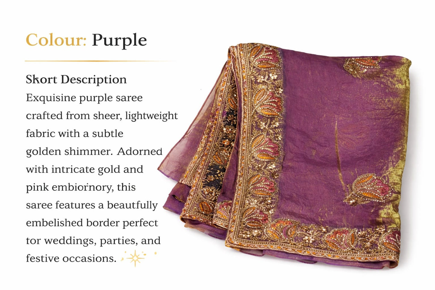 Dusty Purple Embroidered Saree