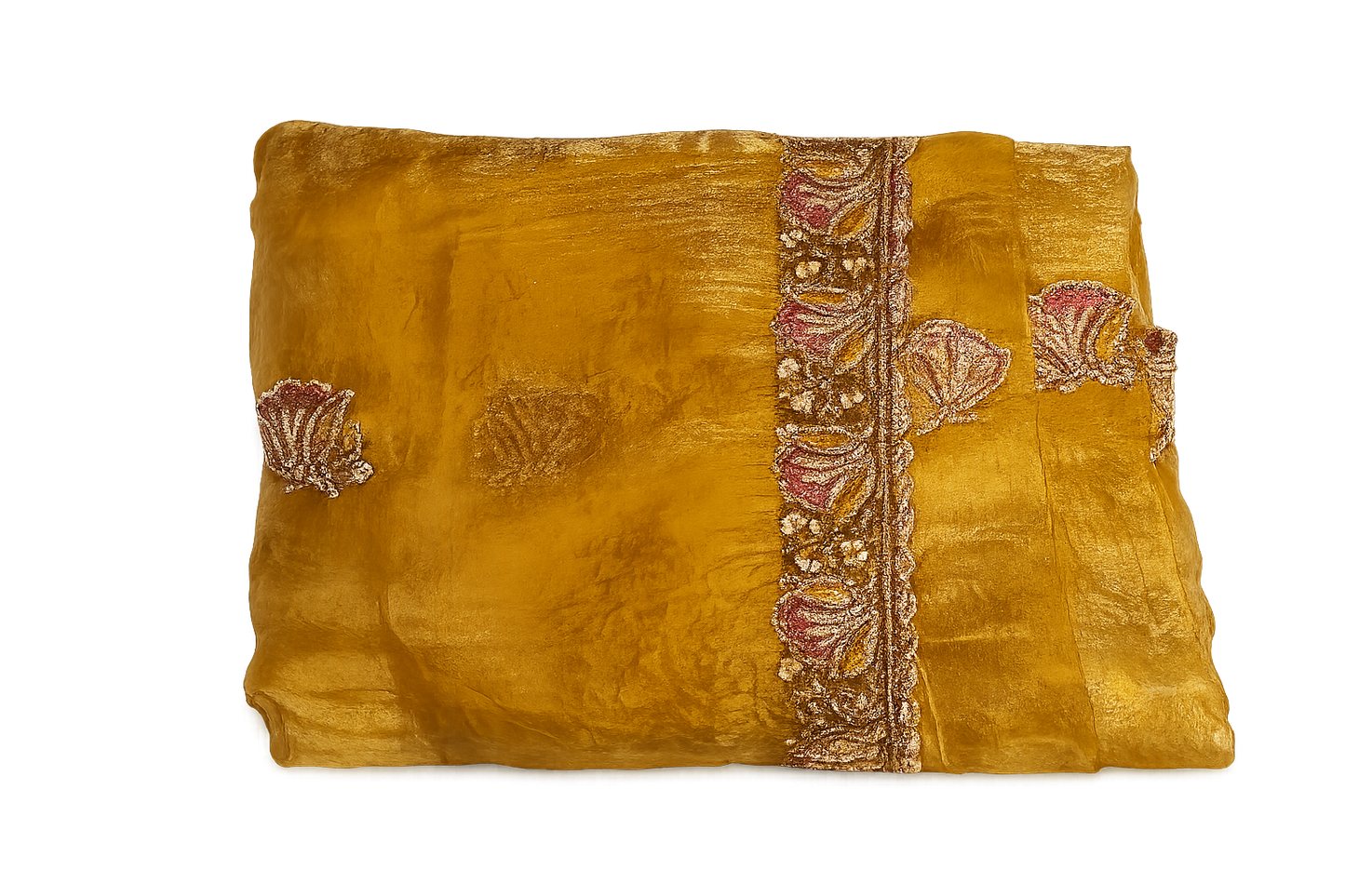 Mustard Yellow Embroidered Saree