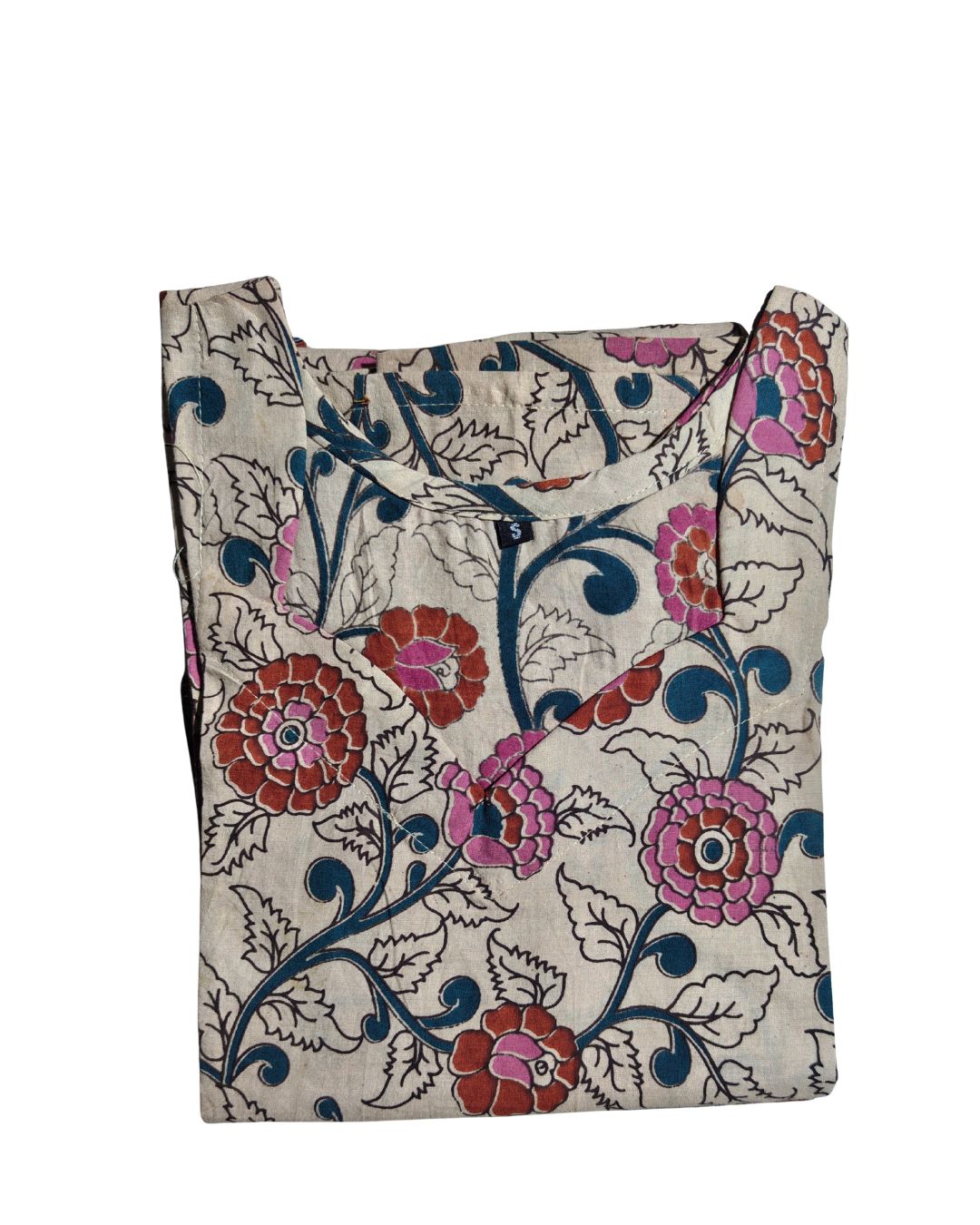Kalamkari Straight Kurti with Floral Vine