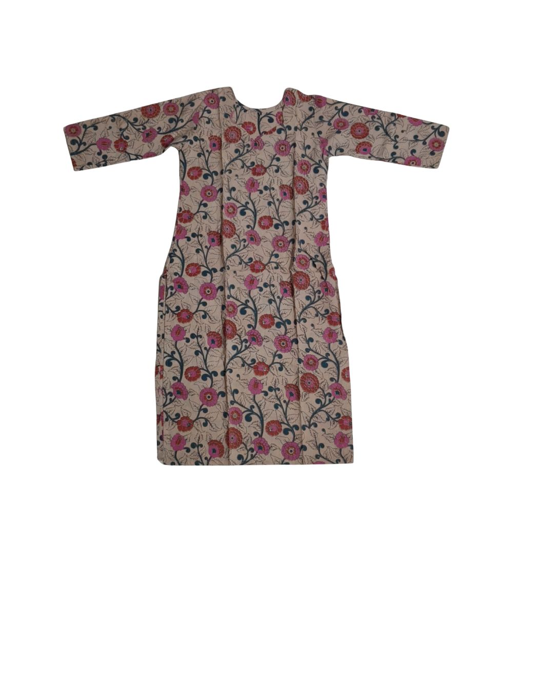 Kalamkari Straight Kurti with Floral Vine