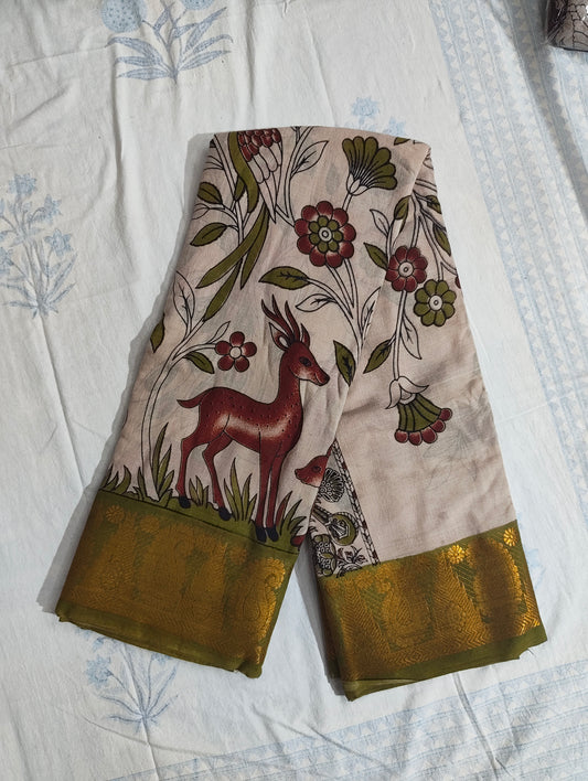 Kalmkari Soft Cotton with Kanchi Border ( VAK18 )