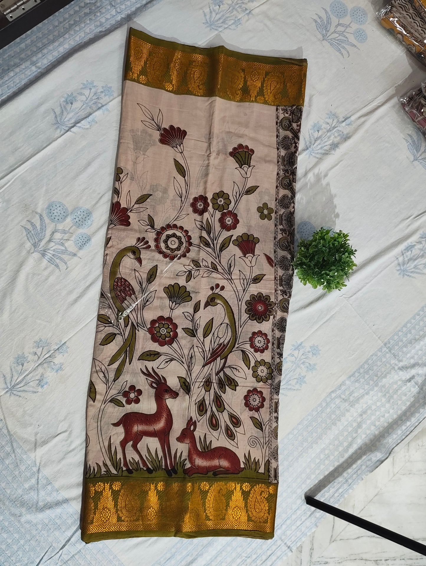 Kalmkari Soft Cotton with Kanchi Border ( VAK18 )