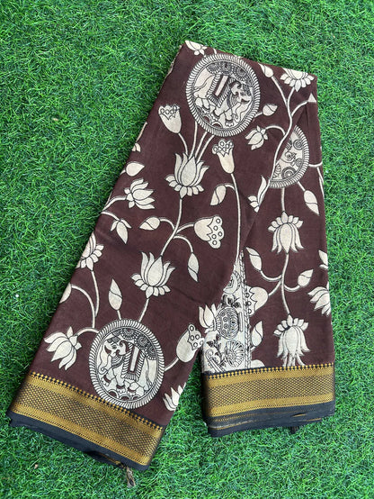 Kalamkari Cotton Nizam Border Saree- (VAN19)