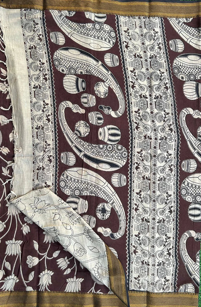 Kalamkari Cotton Nizam Border Saree- (VAN19)