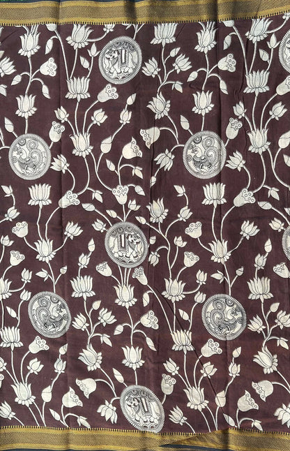 Kalamkari Cotton Nizam Border Saree- (VAN19)
