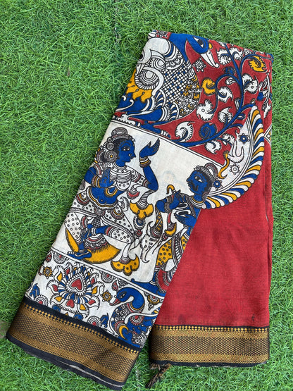 Kalamkari Cotton Nizam Border Saree- (VAN21)