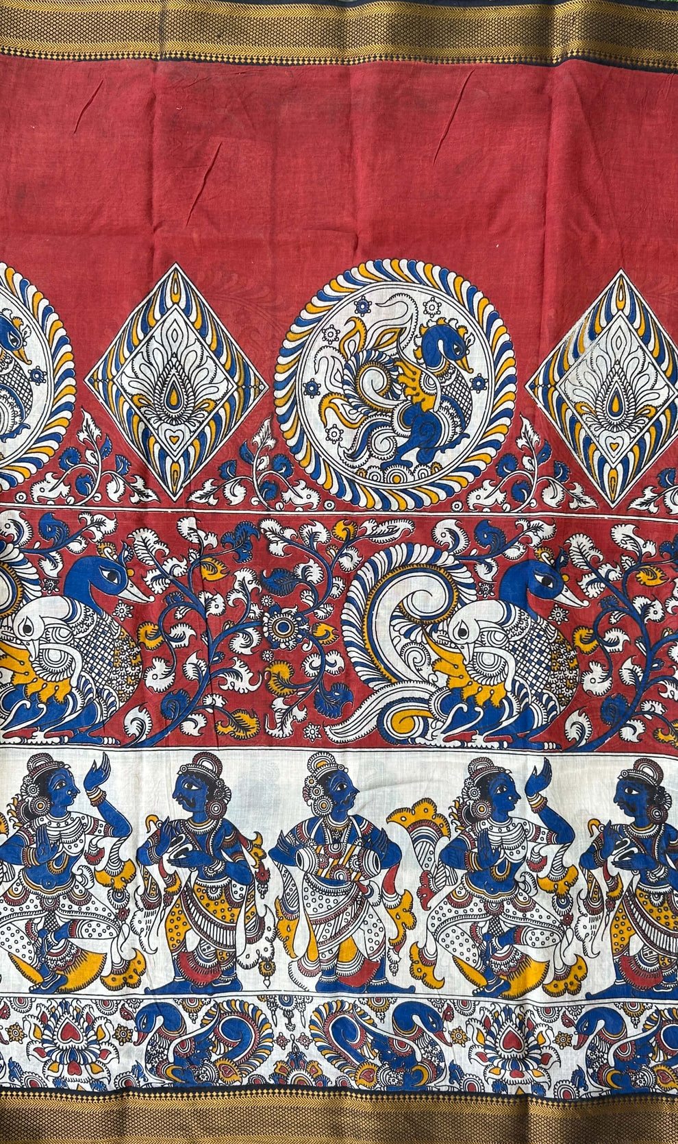 Kalamkari Cotton Nizam Border Saree- (VAN21)