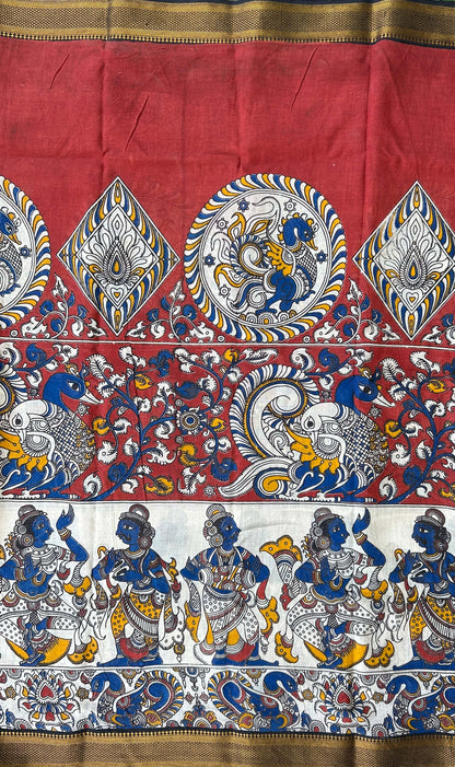 Kalamkari Cotton Nizam Border Saree- (VAN21)