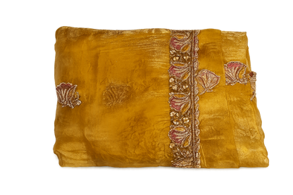 Mustard Yellow Embroidered Saree