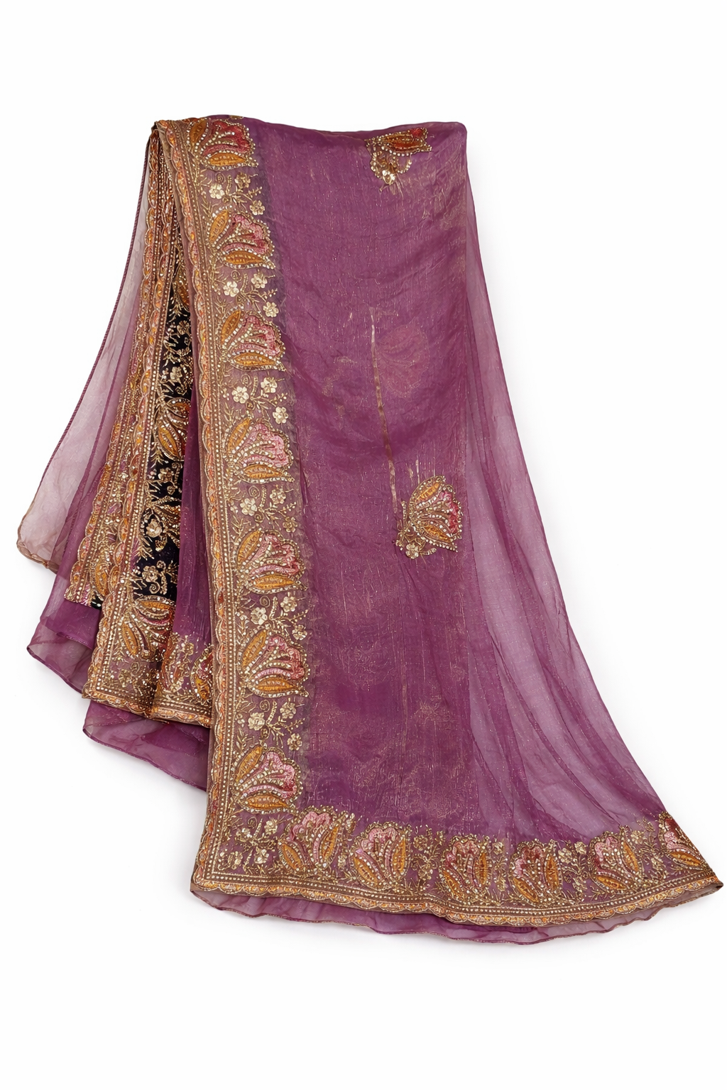 Dusty Purple Embroidered Saree