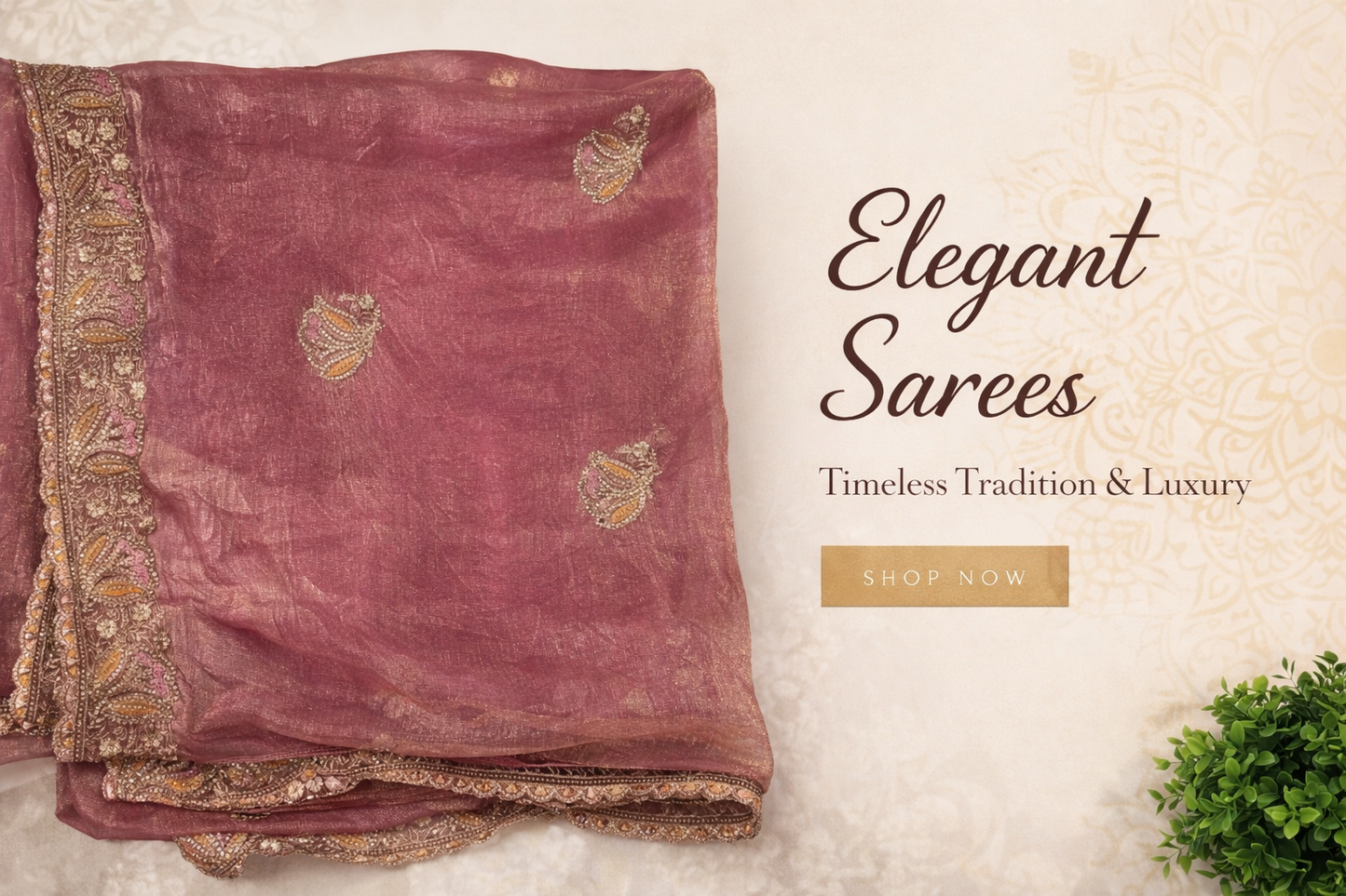Mauve pink shade Embroidered Saree