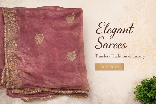 Mauve pink shade Embroidered Saree