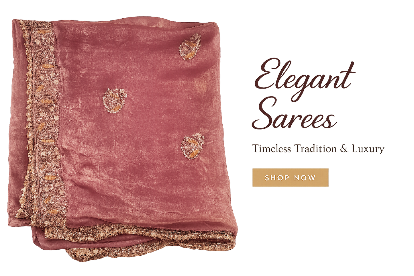 Mauve pink shade Embroidered Saree
